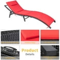 thumbnail image 5 of Lacoo 3 Pieces Furniture Outdoor Patio Lounge Chair Adjustable Folding Lawn Poolside Chaise Lounge Chair PE Rattan Patio Seating with Folding Table and Red Cushion, 5 of 6