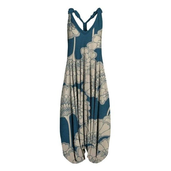 DYMADE Women Casual Loose Wide-Leg Sling Crotch Suspenders Jumpsuit