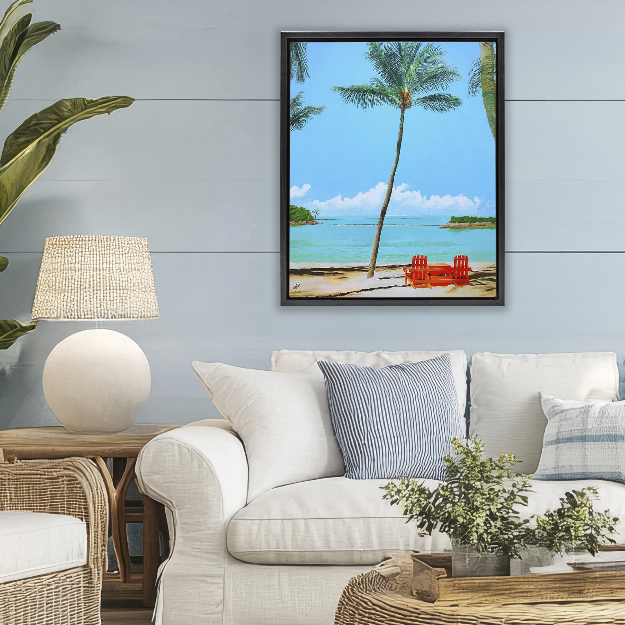 Stupell Industries Dreaming Of Palm Trees Black Framed Floater Canvas Wall Art, design by John Jaster