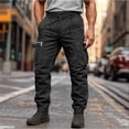 thumbnail image 2 of StSilkitty Hiking Cargo Pants for Mens Solid Color Elastic Waist Drawstring Sweatpants with Pockets Workout Tapered Joggers, 2 of 9