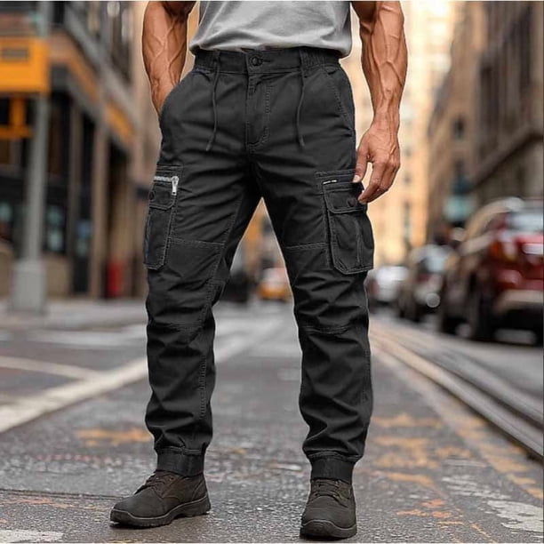 Ceisia Men's Multi-Pocket Jogger Cargo Pants | Elasticated Waist Outdoor Casual Trousers (Multiple Colors) Gifts