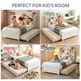 thumbnail image 6 of Twin Trundle Bed with Storage Headboard, UHOMEPRO White Trundle Bed Frame for Kids Girls Boys, Twin Bed with Trundle, No Box Spring Needed, 6 of 6