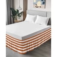 thumbnail image 4 of Orange Stripes Wrap Around Bed Skirts for California King Bed 18" Drop,Bed Skirt with Adjustable Elastic Belt Dust Ruffle Bed Valance for Bedroom Hotel Simple Orange White Texture Bed Frame Cover, 4 of 7