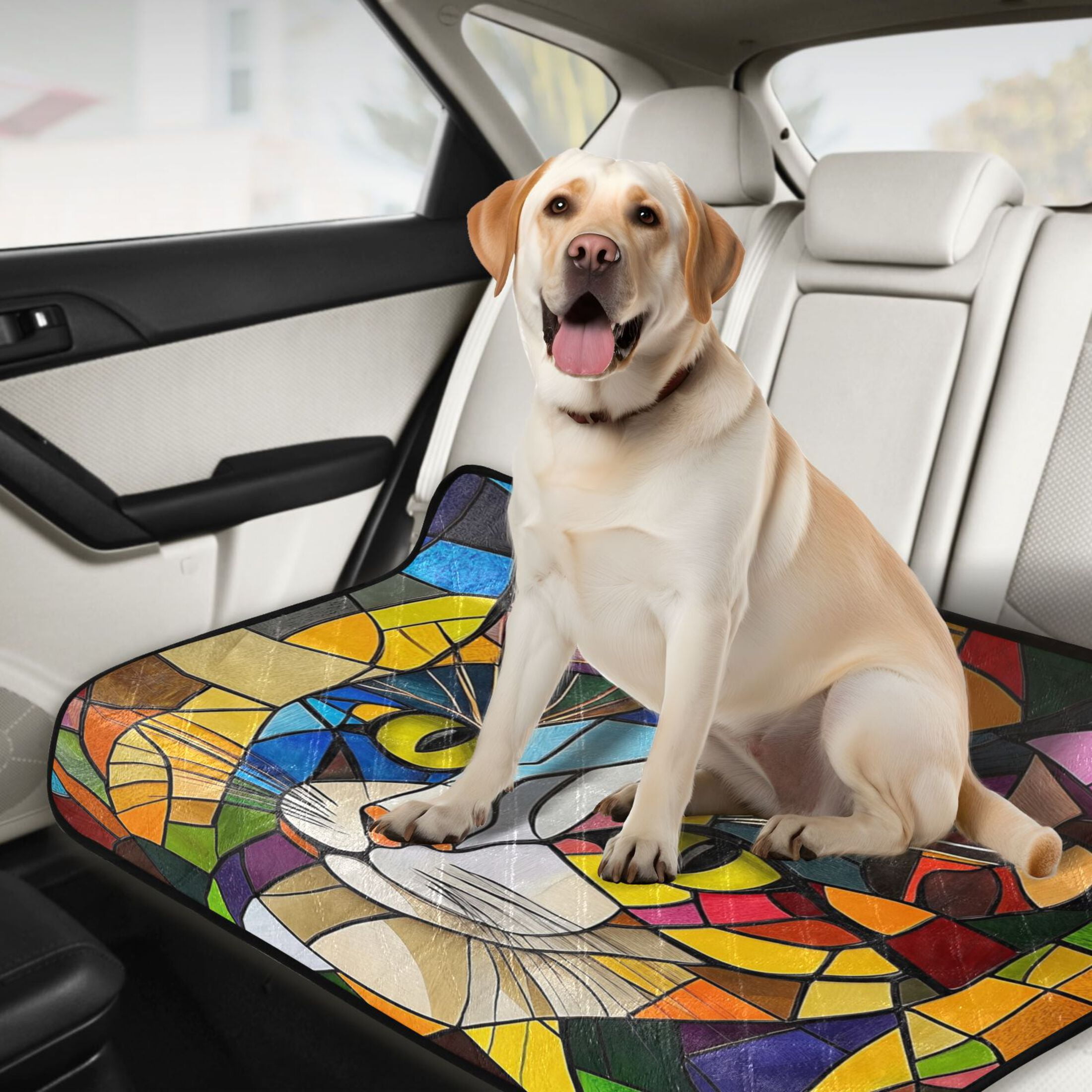 Qxltty Stained Glass Civet Cat litter Pads Pet Set of 3 Diaper Mats Center Anti-leakage Layer Absorbent Soft and Comfortable