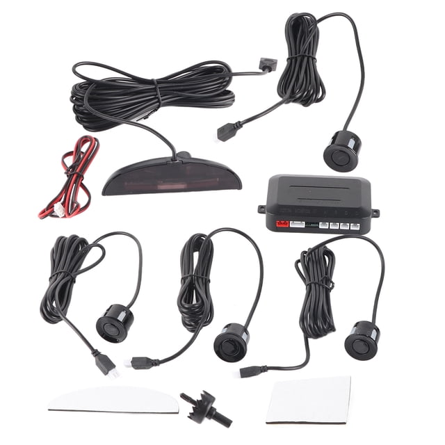 Kit de sensor de aparcamiento para coche, sistema de radar de marcha atrás con 4 sondas, pantalla LED, zumbador y alarma sonora.