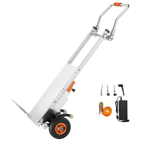 KFFKFF Powered Stair Ascending Cart, Capable of Carrying 440lbs, Equipped with 157.5in Cord & Collapsible Grip, Robust Stair Ascender for Industrial Transport, Relocating Furnishings (Silver)