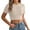 Khaki, variant on Women Spring Summer Casual Short Sleeve Twist Knit Crop Top Shirt Round Neck Belly Shirt Womens Fashion Comfortable Lightweight Breathable Tee