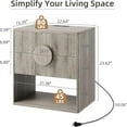 thumbnail image 2 of 2025 New Fluted Nightstand with Charging Station, Wooden Bedside Table with 2 Drawers and Open Shelves, Side Tables, 2 of 7