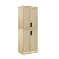 thumbnail image 6 of BOCVKENN Storage Cabinet - Kitchen Pantry Cabinet, Tall Pantry Storage Cabinet Freestanding with 4 Rattan Doors and Adjustable Shelves, Cupboard Cabinet for Dining Living Room, Laundry, Bathroom, 6 of 10