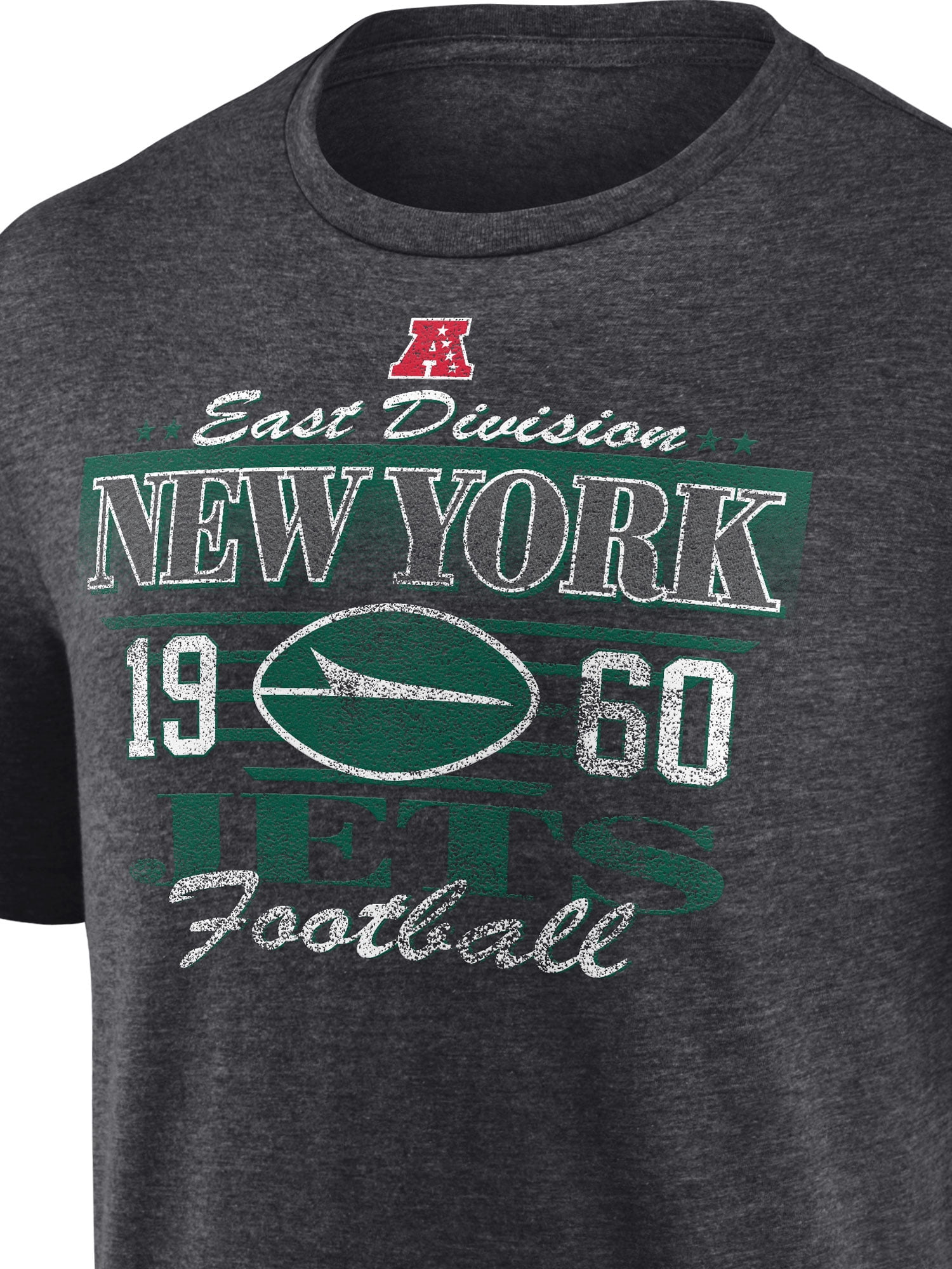 NFL New York Jets Men's Synthetic Charcoal Heather Short Sleeve T-Shirt