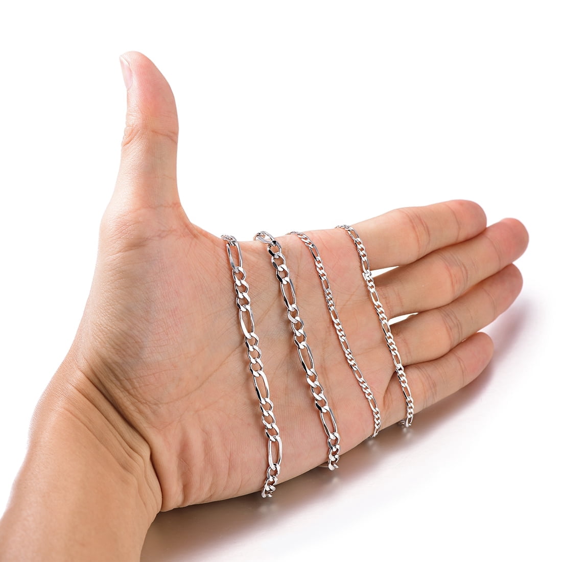 ChainsProMax Solid 925 Sterling Silver Figaro Chain Men Women Necklace, 3mm/5mm, 14"-28", Jewelry Gifts for Men/Women
