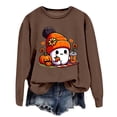 thumbnail image 4 of XIAONU Womens Sweatshirts Halloween Ghost Print Hoodless Sweatshirt Long Sleeve Round Neck Peasure Pullover Hoodless Sweatshirt, 4 of 4