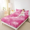 thumbnail image 4 of Manfei Starry Sky Print Twin Sheet Sets,Modern Minimalist Art Twin Fitted Sheet,Pink White Flat Sheet For Girls Kids,Luxury Bedroom Decor,3pcs, 4 of 7
