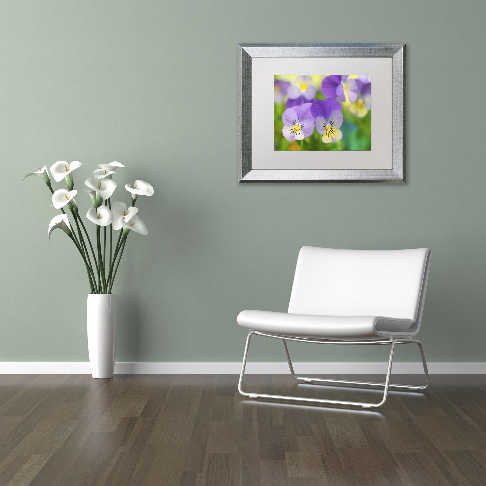 Trademark Fine Art 'Violets' Canvas Art by Cora Niele, White Matte, Silver Frame