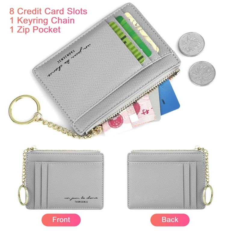 Padike Womens Slim Credit Card Holder Mini Front Pocket Wallet Coin Purse  Keychain (Pink)