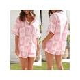 thumbnail image 2 of Yunliwuli Women Summer Shorts Outfits Sun/Shell Print Short Sleeve Shirts Tops Elastic Waist Shorts 2 Pieces Clothes Set, 2 of 9