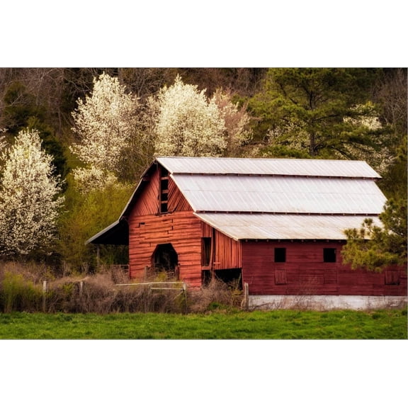 Art.com Skylight Red Barn Stretched Canvas Print Wall Art by Andy Amos, 18" x 12"