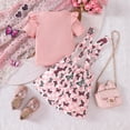 thumbnail image 5 of TOWED22 Toddler Girls Summer Outfit Short Sleeve Ribbed T-Shirt and Bib Suspender Overalls Shorts Set Kid 2Pcs Clothes(Pink,3-4 Y), 5 of 5