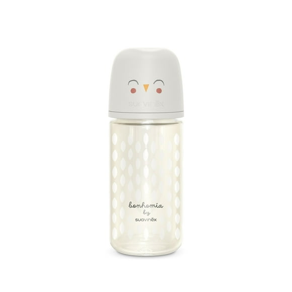 Biberón de Vidrio Suavinex Bonhomia 240ml Beige, Anti-Cólico