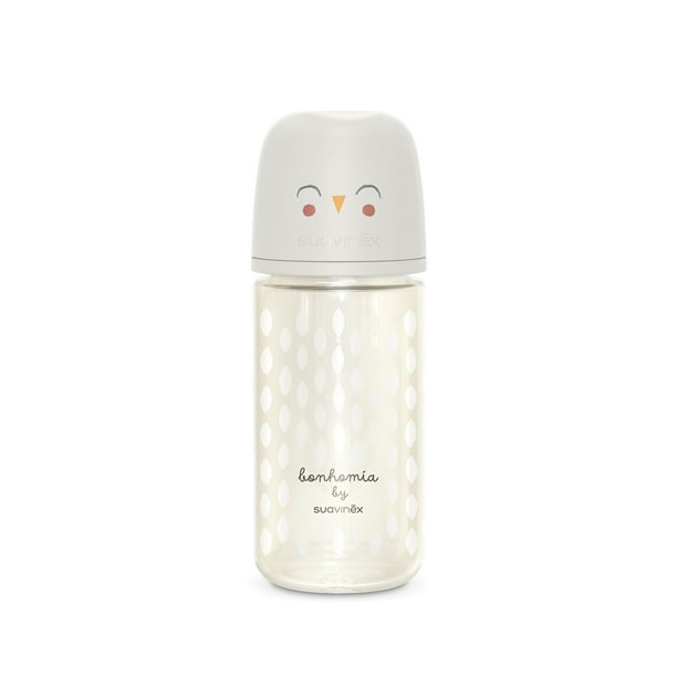 Biberón de Vidrio Suavinex Bonhomia 240ml Beige, Anti-Cólico