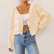 thumbnail image 4 of Suéter de cuello en V para mujer, suéter informal, tops, cuello en V alto, manga larga, abrigo con botones, chaqueta, blusa de punto, tops acrílicos para mujer, 4 of 6