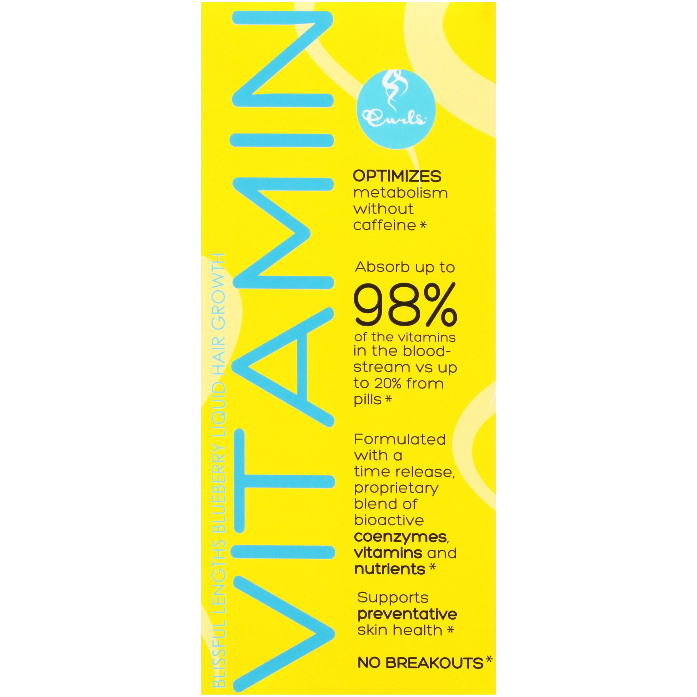 Curls Blissful Lengths Blueberry Liquid Hair Growth Vitamin Dietary Supplement 8 oz. Box