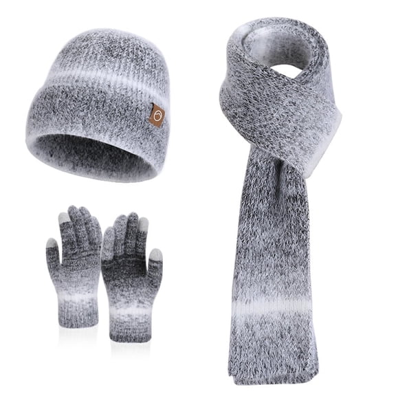 ZROVA Winter 3-Piece Set: Beanie, Scarf & Touchscreen Gloves,Unisex Warm Knit for Cold Weather
