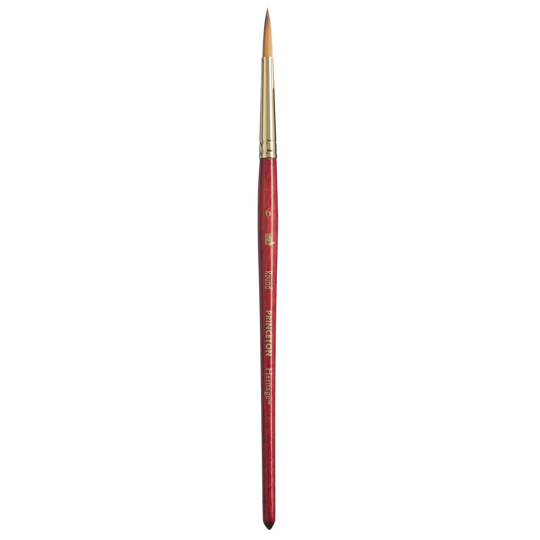 Princeton Heritage Round Brush, Synthetic Bristles, Short Handle Watercolor Paintbrush, Scarlet, Size 6, Pack of 2
