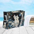 thumbnail image 6 of 20.5"x15" Large Beach Tote Bag with Rope Handles, Waterproof Nylon, Zipper Closure, Multi-Pockets for Travel, Pool & Daily Use Glowing Butterfly and Cat, 6 of 7