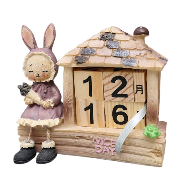 Wooden Building Blocks Easter Tabletop Calendar, Reusable Wooden Ornament Crafts with Combination Design for Home Decor