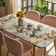 thumbnail image 3 of Easter Rabbit Table Cloths for 6 Foot Rectangle Tables, Farmhouse Spring Botanical Flowers Eggs Grid Patio Waterproof Elastic Fitted Tablecloths, Washable Rectangular Table Cover for Camping, 3 of 8
