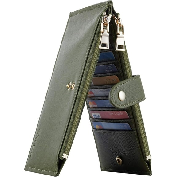 CAILDANL RFID Wallet Women Large Size Bifold Multi Card Wallet Case with Zipper Pocke Credit Card Holder for Women