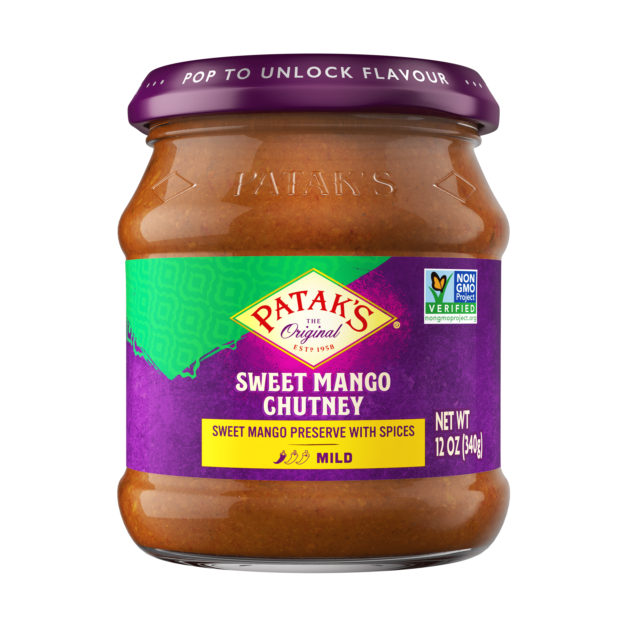 (3 pack) Patak's Sweet Mango Chutney, 12 oz