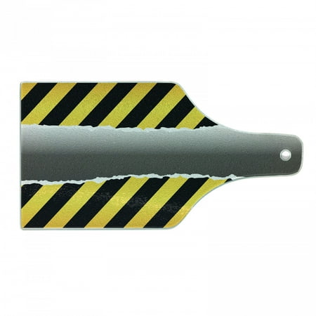 

Construction Cutting Board Ripped Sign Working Site Danger Hazard Progress Caution Urban Pattern Tempered Glass Cutting and Serving Board Wine Bottle Shape Yellow Black Grey by Ambesonne