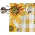 thumbnail image 5 of 3 Piece Sunflower Bee Countryside Floral Kitchen Curtains, Tier and Valance Rod Pocket Window Curtains Set Yellow Floral Cafe Curtains for Kitchen Valances Window Treatment 54X18in+27x24in×2, 5 of 5
