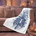 thumbnail image 6 of Navy curved gothic motif With Flowers And Trailing Vines, Moody Botanical Engraving for gothic Art Enthusiasts, Halloween Gift, Cozy Flannel Blanket and Home Decor for Study and Living Room, 6 of 9