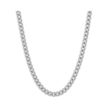Mens Silver-Tone Stainless Steel Curb Link Chain Necklace by Brilliance Fine Jewelry