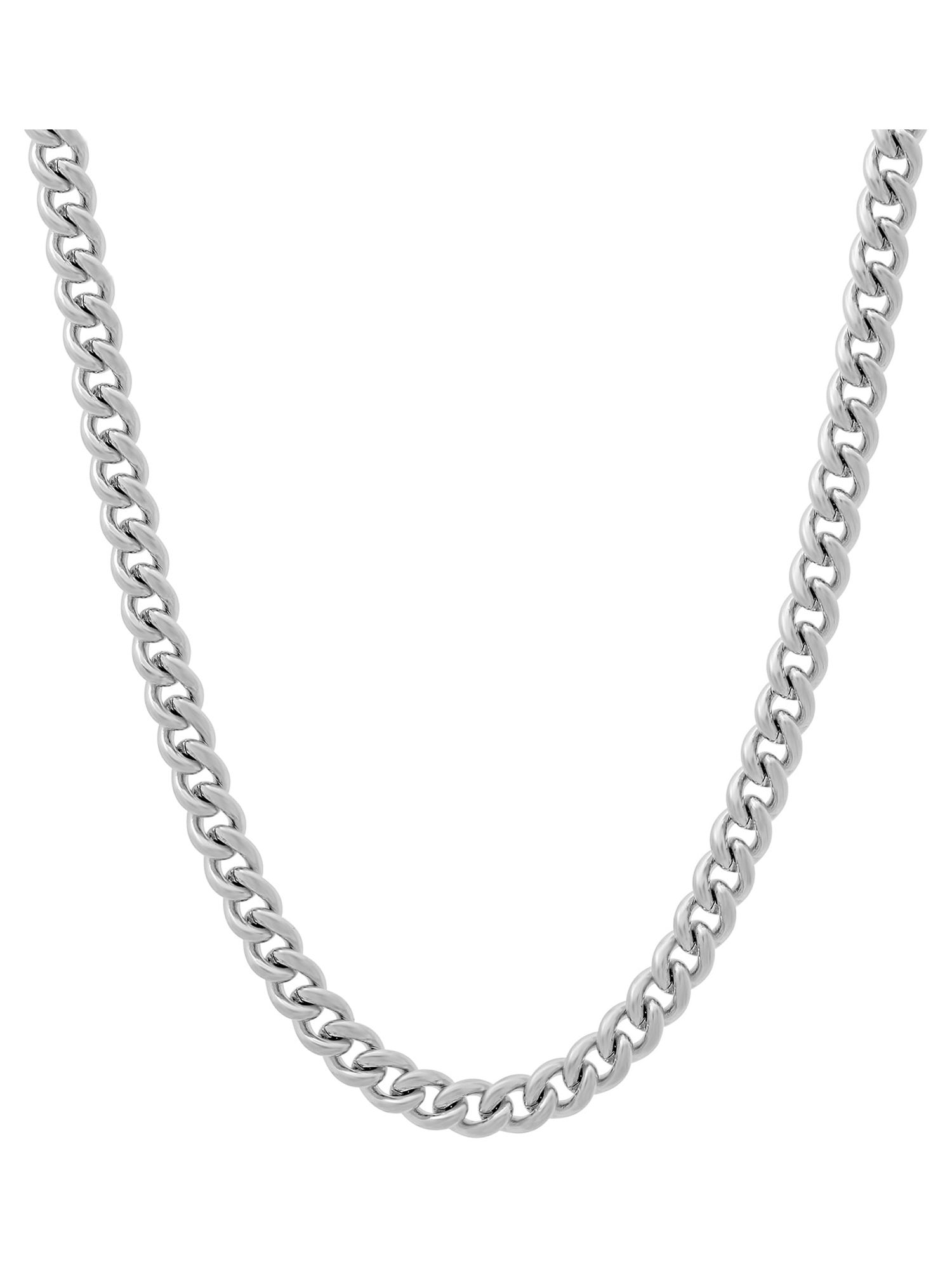 Mens Silver-Tone Stainless Steel 24" Curb Link Chain Necklace by Brilliance Fine Jewelry