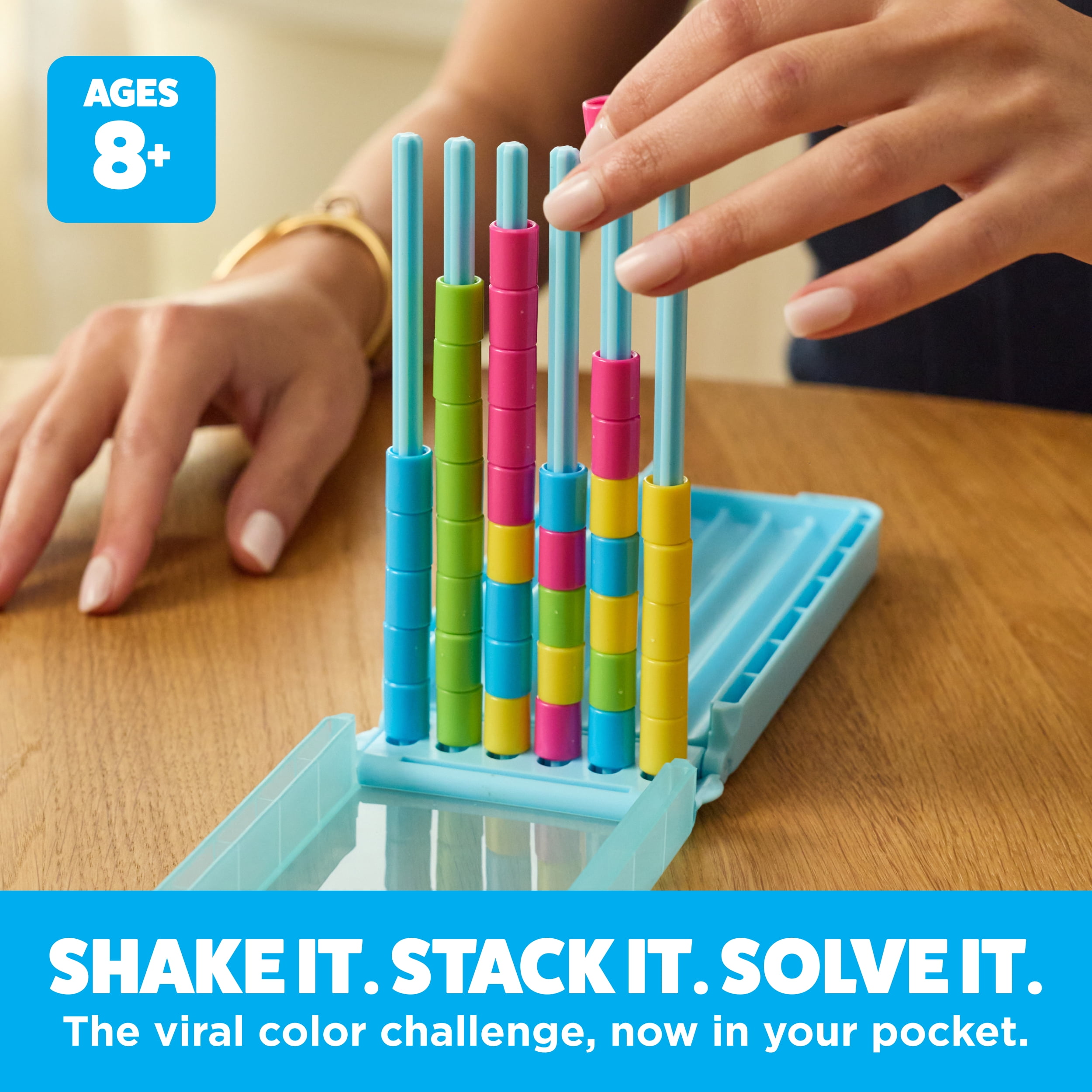 Mini Color Stack Challenge by What Do You Meme? A Solo-Play Travel Games, Includes 1 Travel Case and 40 Rings