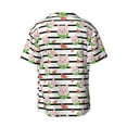 thumbnail image 6 of Lsque Pig And Watermelon print Men's Cuban Collar Short Sleeve Shirt Summer Beachwear Casual Button Down Fashionable Vacation Leisure Shirt-Small, 6 of 7
