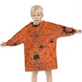 thumbnail image 3 of Halloween Glowing Spider Web Pattern Blanket Hoodies for Kids 6-13YR Oversize Wearable Blanket Hoodies for Boys Girls Teens, 3 of 7