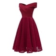 thumbnail image 3 of Vestido de encaje vintage para mujer, vestido de fiesta de noche de manga corta Irfora borgoña/XXL, 3 of 7
