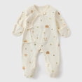 thumbnail image 2 of Kakishop Newborn Baby Footed Pajamas Cotton Infant Baby Snap Sleepers for Sleep and Play Footies 0-6 Months (Beige,1-3 Months), 2 of 6