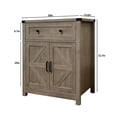 thumbnail image 2 of Leumius Washed Wood Farmhouse Barn-Door Storage Cabinet, Coffee Bar Buffet Sideboard with Drawer for Kitchen & Living Room Gray, 2 of 7