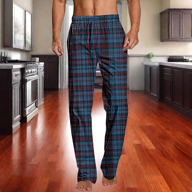 Pantalones largos para hombre, ropa de dormir para el hogar, pantalones de pierna recta con estampado fino, pantalones casuales para hombre, pantalones para hombre