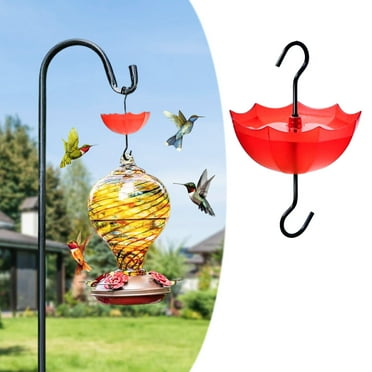 Ant Moat for Hummingbird Feeder, 3.85 inches Red Umbrella Ant Guard with Large Capacity, Hummingbird Feeder Accessory Hooks with Brushes