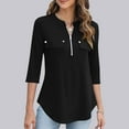 thumbnail image 2 of cfhntfmh Women's 3/4 Sleeve Shirts Comfy V Neck Half Zip Business Casual Tops Dressy Work Tunic Blouses, 2 of 7