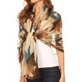 thumbnail image 4 of Sakkas Nichole summer gauze featherweight patterned versitile sheer scarf wrap - 7-Blue / Brown - One Size Regular, 4 of 5