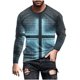 thumbnail image 2 of Blusas y camisas de manga larga con cuello redondo para hombre, blusas casuales de manga larga con cuello redondo, blusas estampadas, blusas de poliéster para hombre, 2 of 5