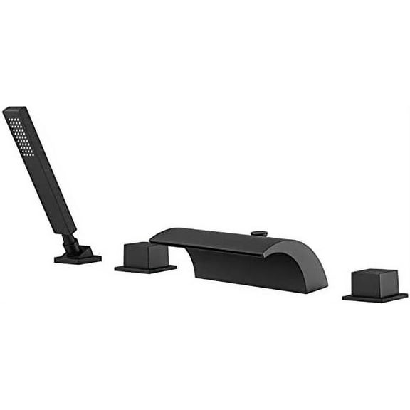 sumerain Black Roman Tub Faucet Waterfall Bathtub Faucet With Hand Shower, High Flow Rate